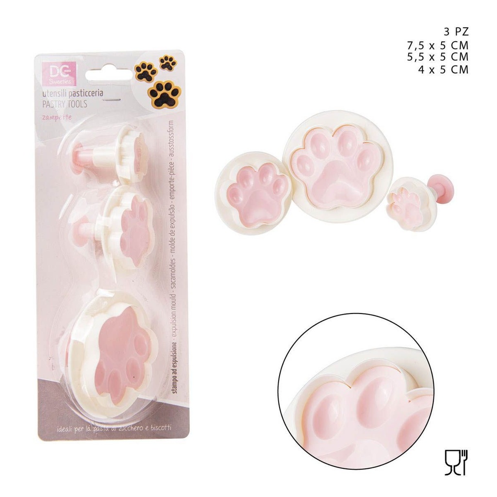 Molde de presión para galletas 3pz 7.5-5.5-4x5 - Utensilios de repostería
