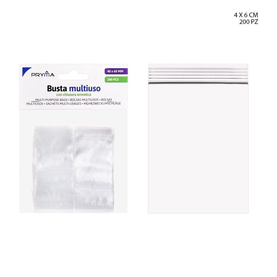 BOLSA MULTIUSO CON CIERRE HERMETICO 4X6CM 200PZ - Accesorios diversos