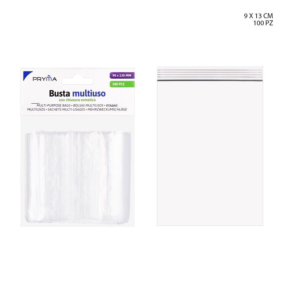 Bolsa multiuso con cierre hermético 9X13CM 100PZ - Accesorios de almacenamiento