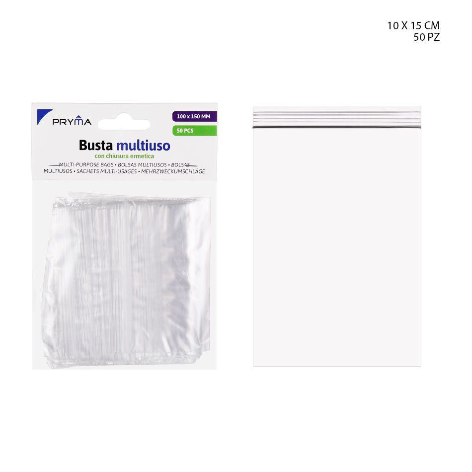 Bolsa multiusos con cierre hermético 10X15CM 50PZ