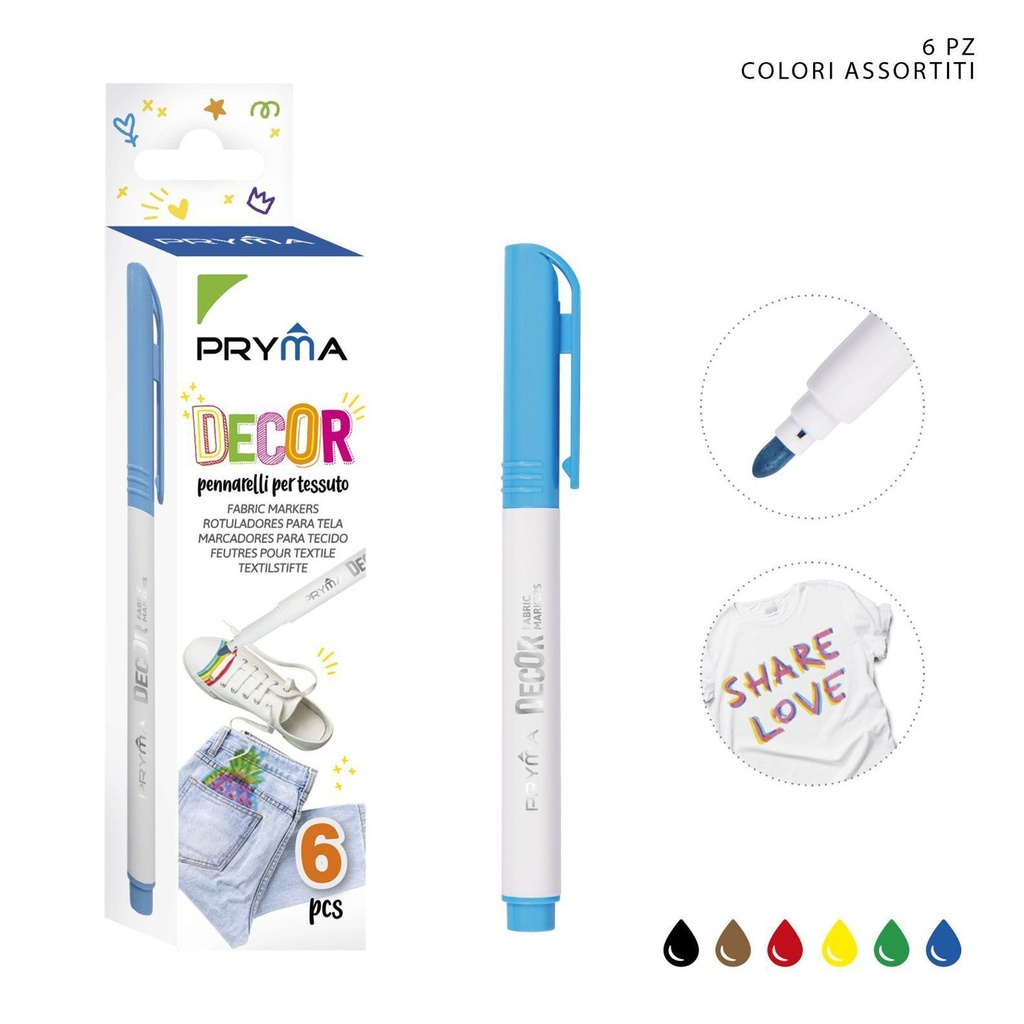 Rotulador de tela 6pcs para marcación y diseño textil