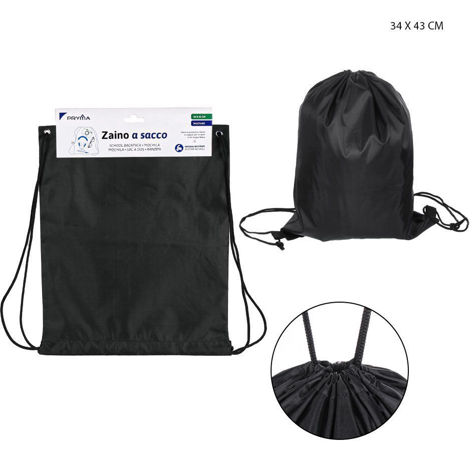 Bolsa con cordón negra 34x43 cm - Estuches y mochilas