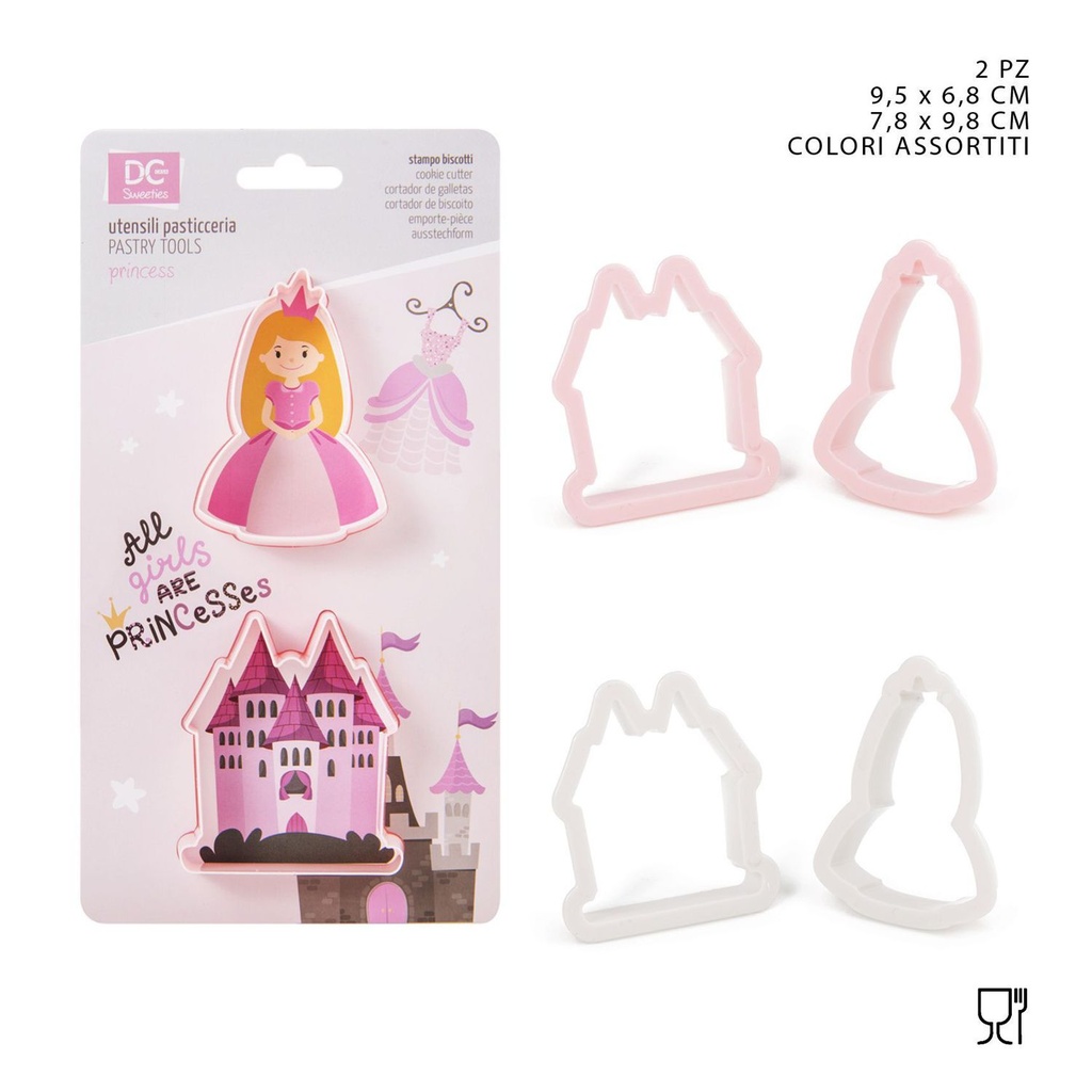 Moldes de princesa de plástico 9.5 x 6.8 - 7.8 x 9.8 cm - Set de 2 - Utensilios de cocina