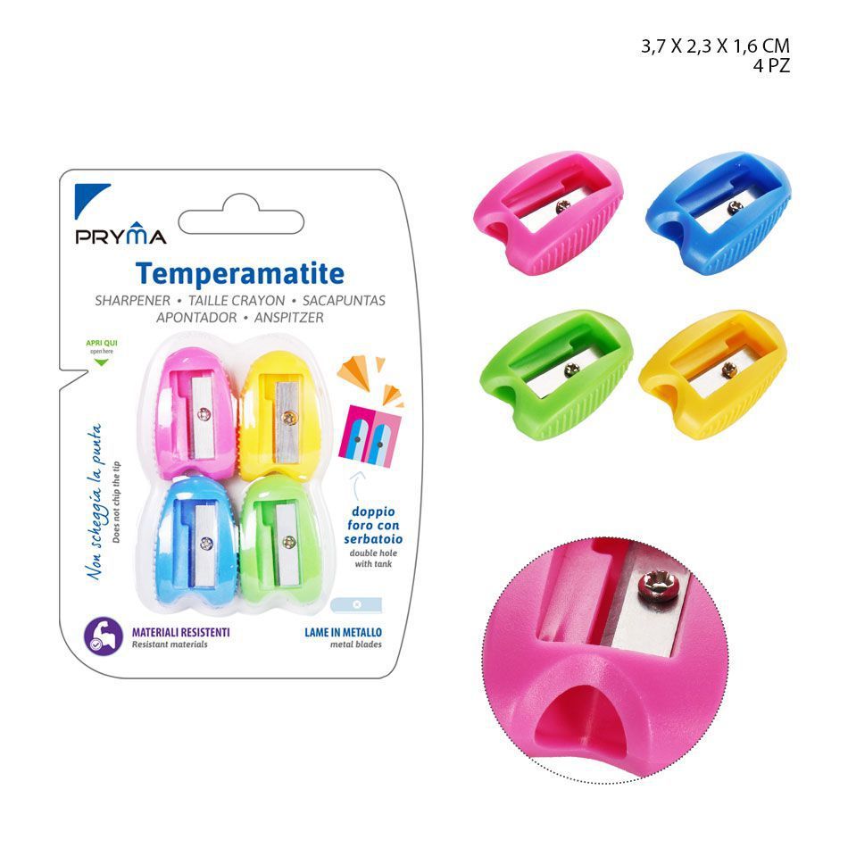 Sacapuntas 37x23x16 mm 4 PZ - Suministros de oficina