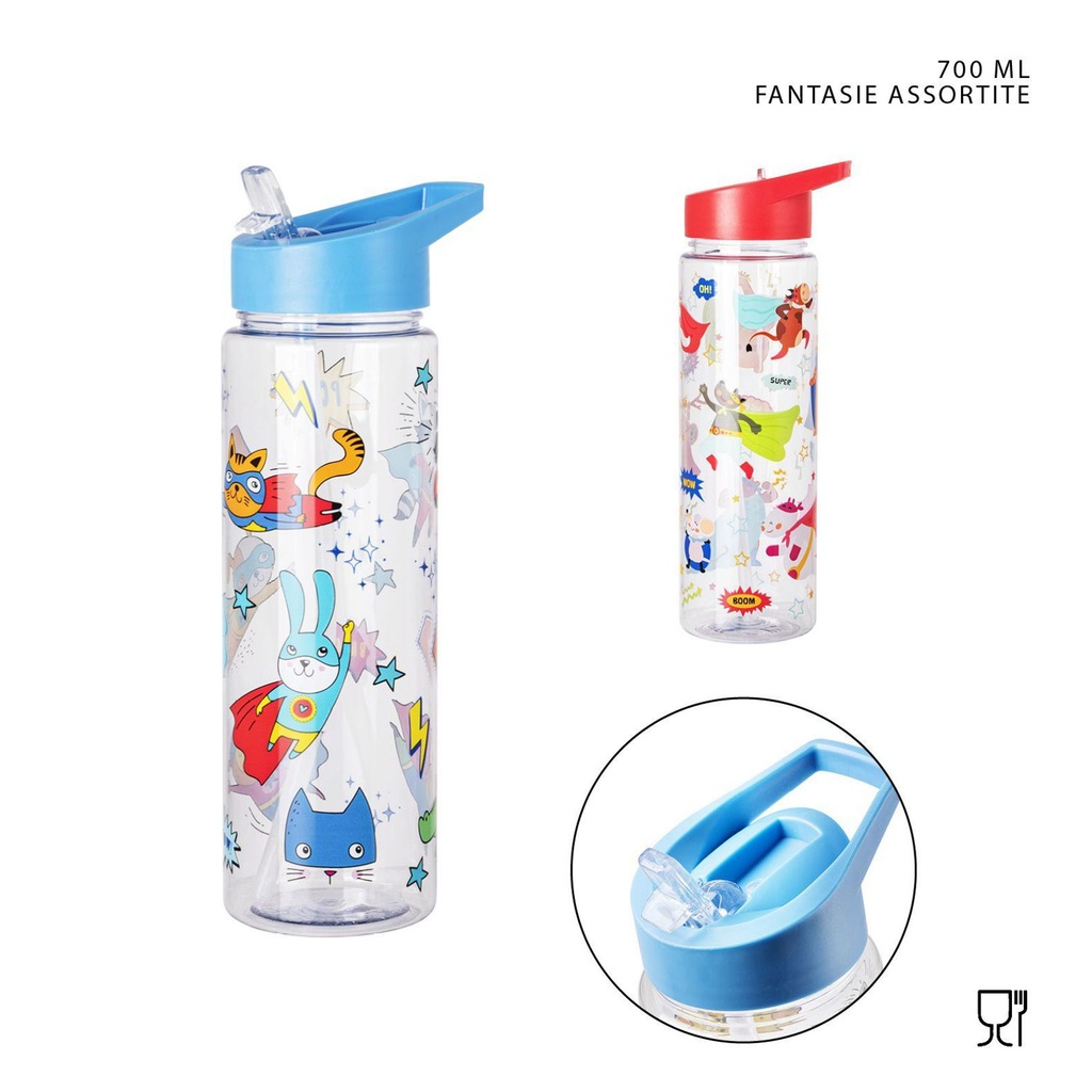 Botella de agua de plástico 700 ml - Botellas reciclables