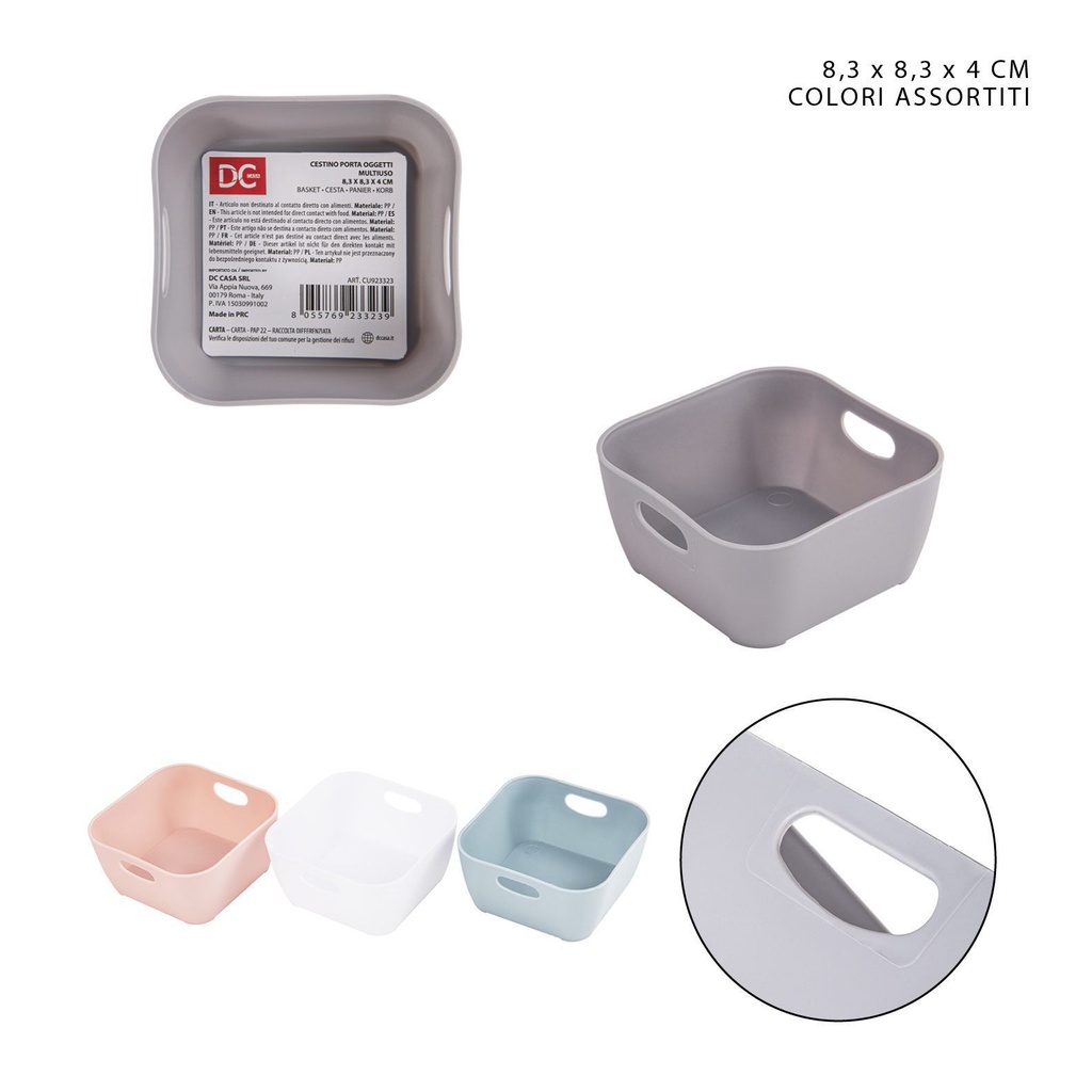 Cesta multiusos de plástico 8.3x8.3x4cm - Organización y almacenamiento