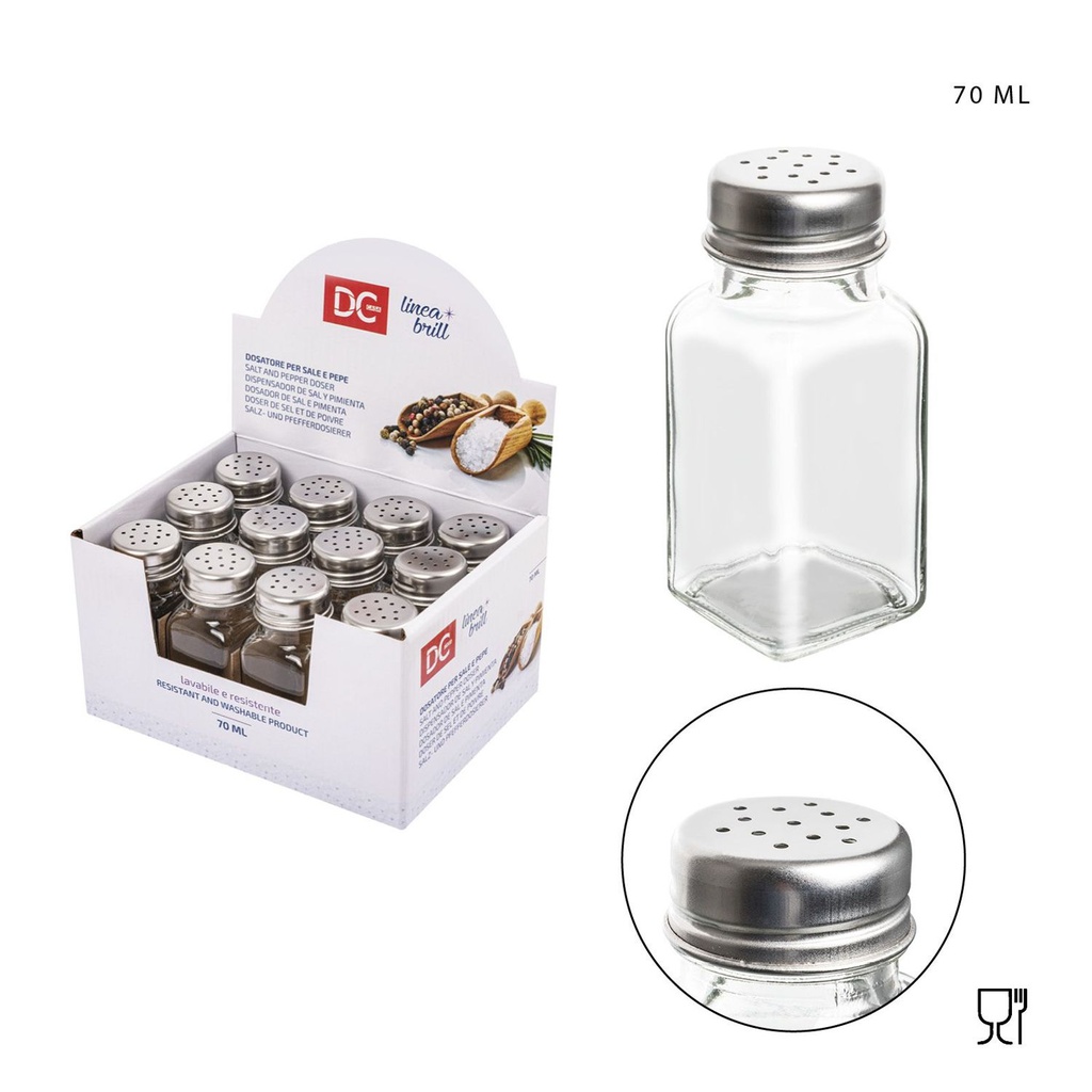 Salero de cristal 3.9x9.1cm 70ml para cocina y condimentación