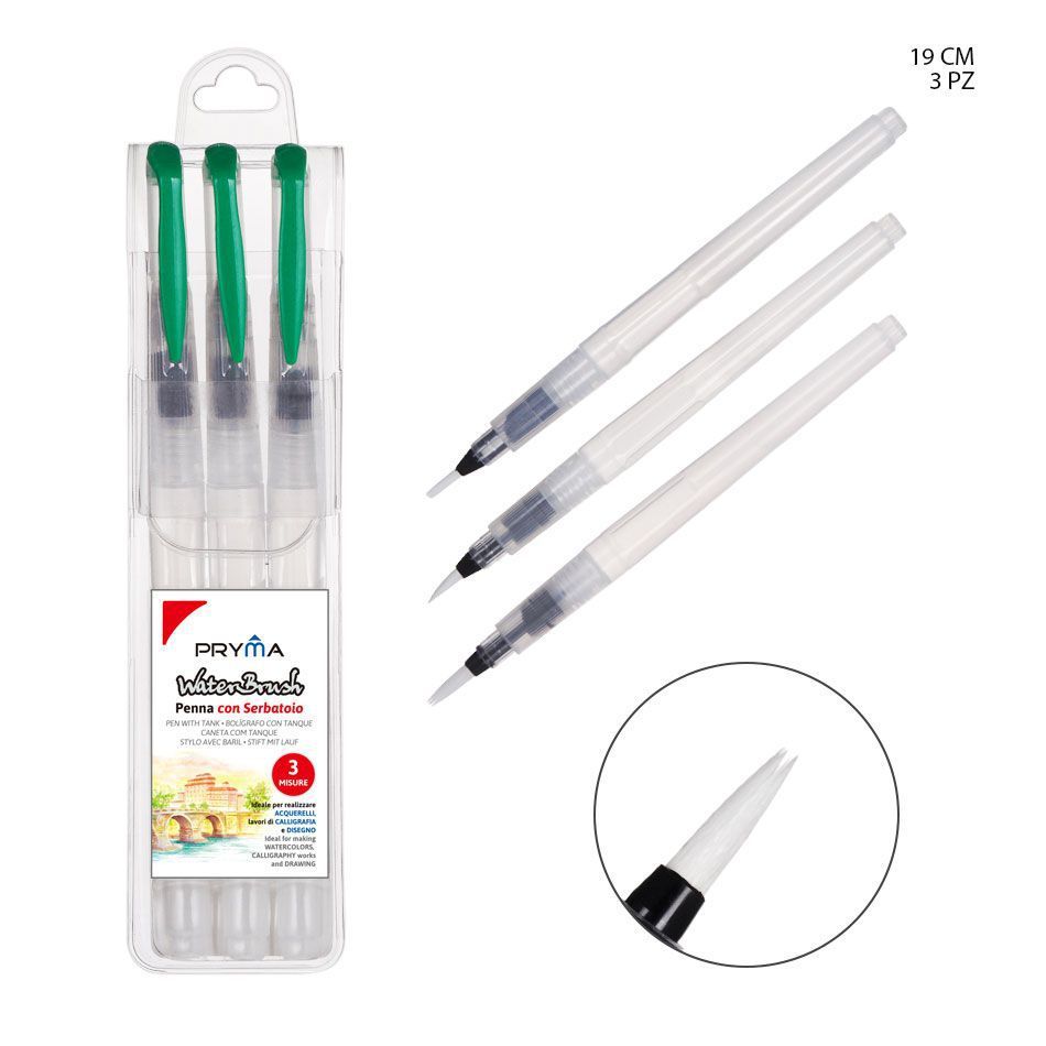 Pincel recargable de acuarela 19 cm 3 PZ - Material de arte