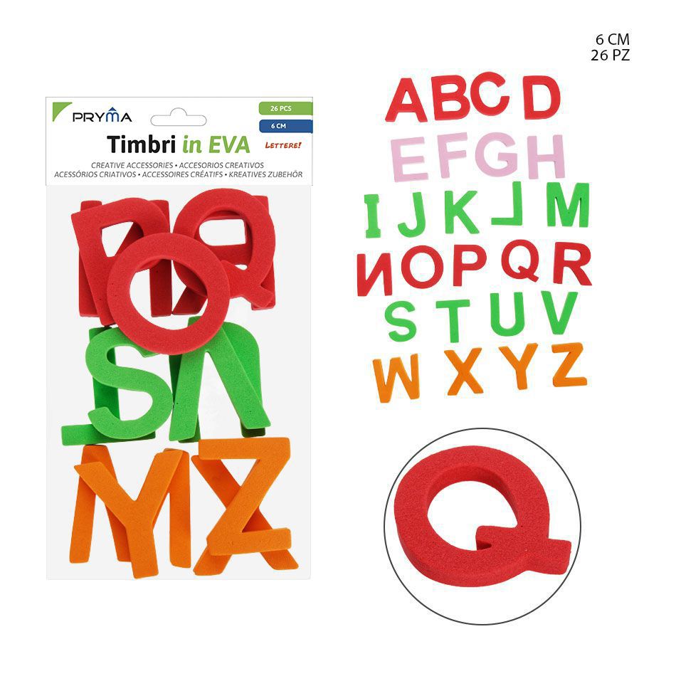 Sello de goma EVA 6CM 26PZ - Accesorios de arte