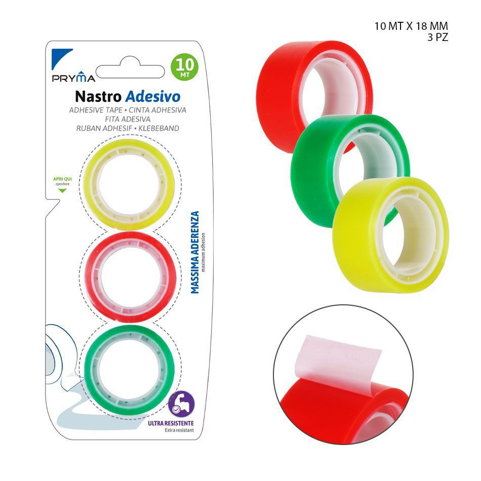 Cinta adhesiva 1.8cmx10m (3pz) - Artículos de ferretería y adhesivos