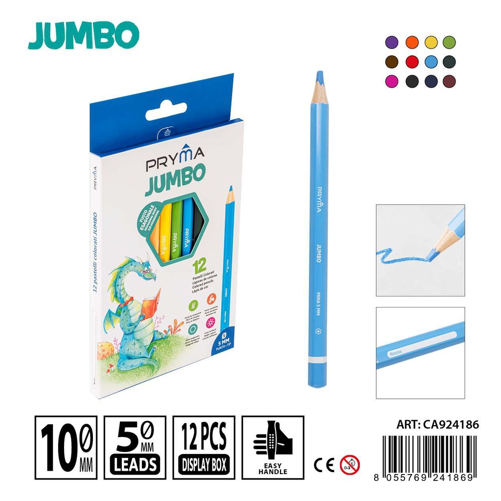 Lápices de colores jumbo 12 piezas - Accesorios de arte