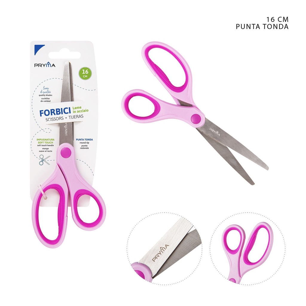 Tijeras soft touch bicolor cabeza redonda 16 cm - Herramientas de papelería