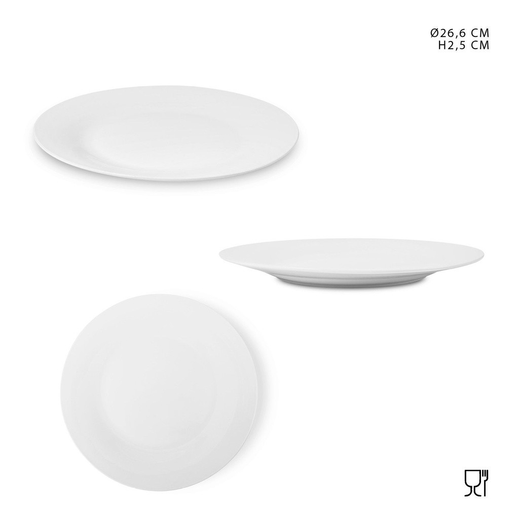 Plato plano de porcelana clásica 26.67cm para cocina