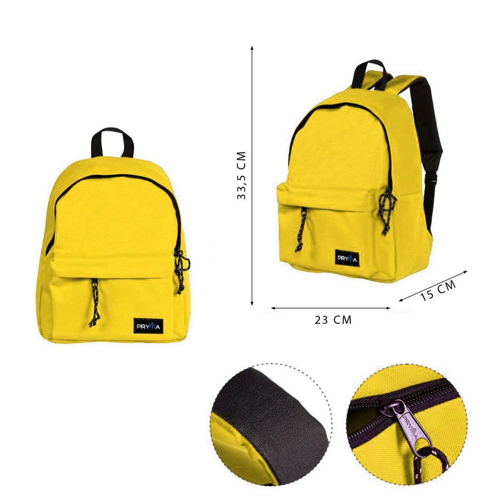 Mochila escolar amarilla 33.5x23x15 cm - Backpack para estudiantes