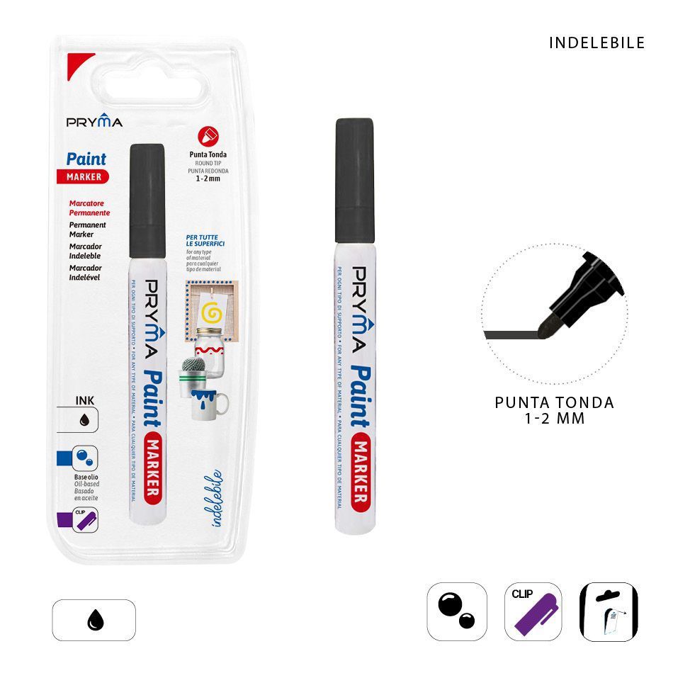 Ratolador redondo de pintura 2mm negro - Rotulador de grandes líneas