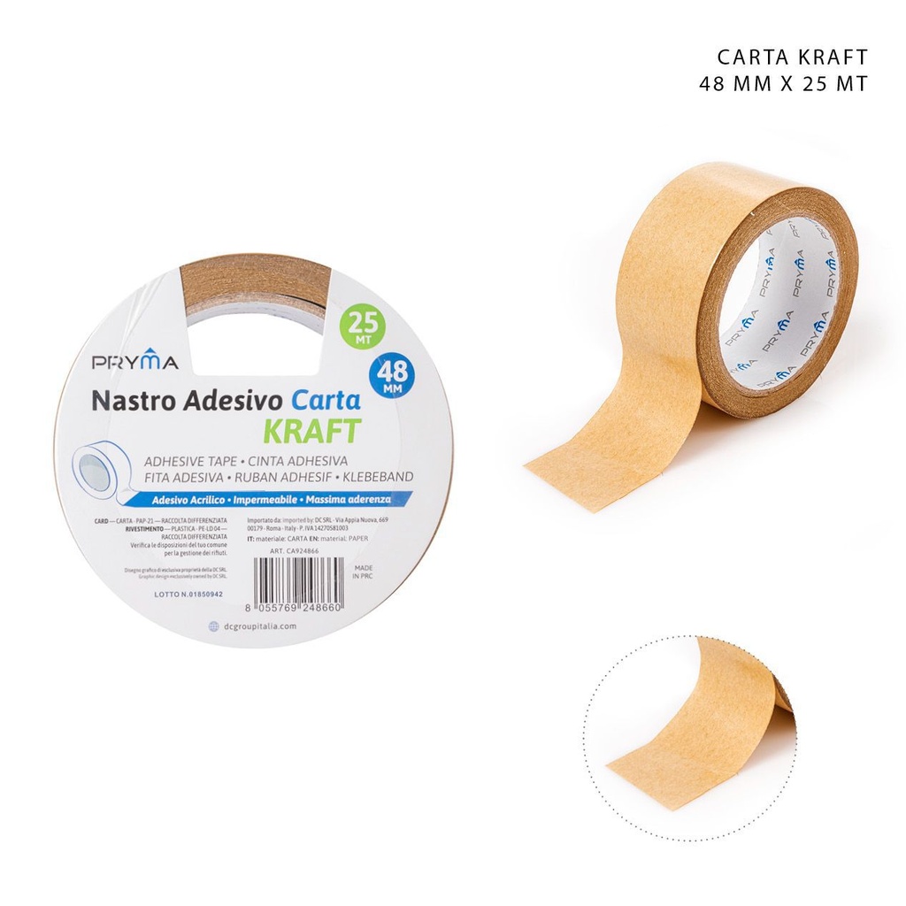 Cinta adhesiva de papel kraft 48mmx25m - Cintas y adhesivos