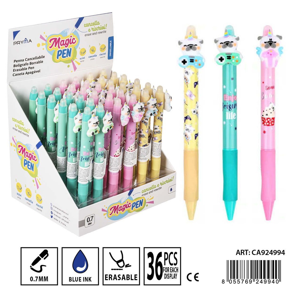Bolígrafo borrable 0.7mm con diseño de perro para escritura