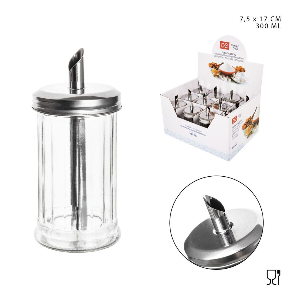 Azuquero de cristal 300 ml 7.5x17 cm - Utensilios de cocina