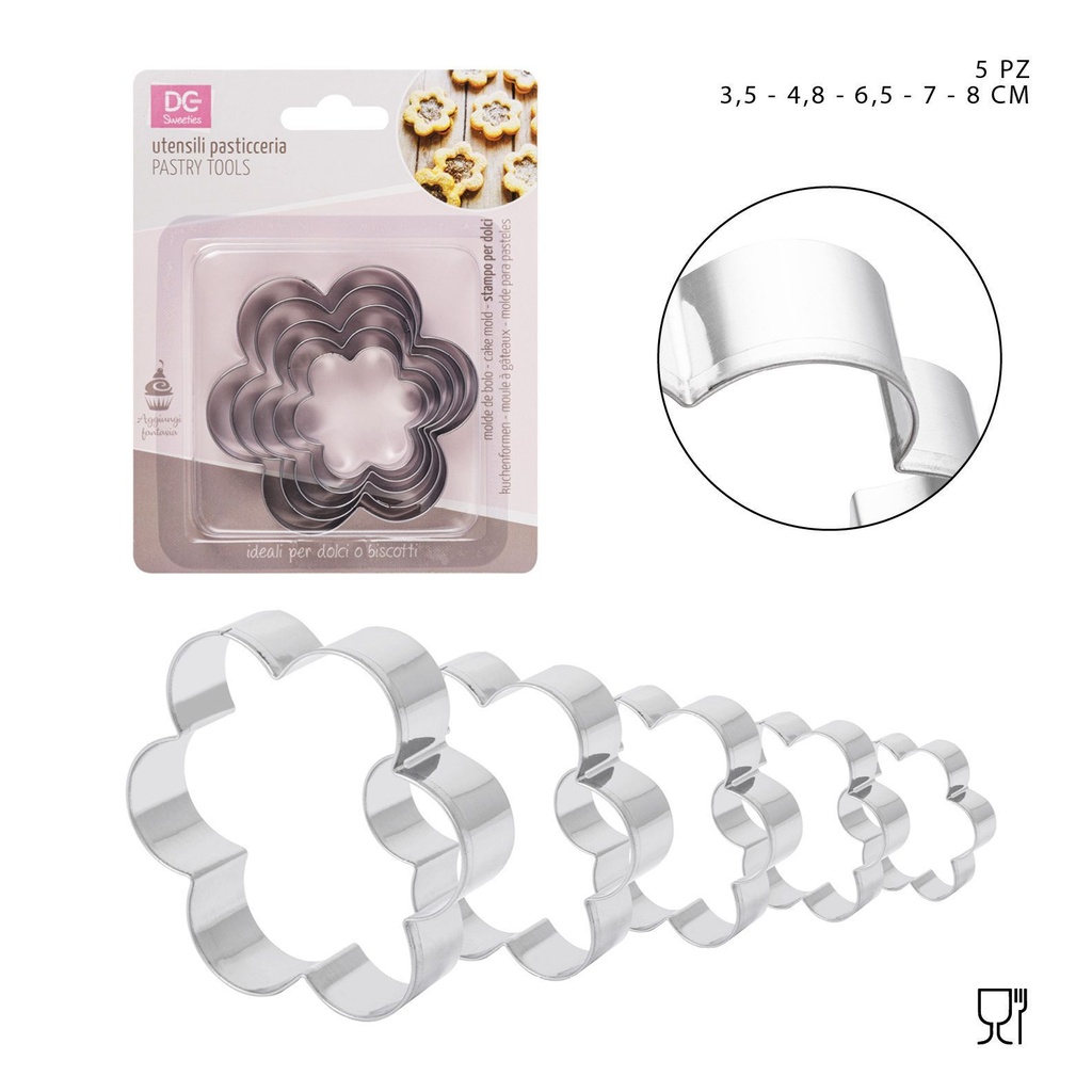 Molde de flores 3.5 - 4.8 - 6.5 - 7 - 8 cm - Set de 5 - Utensilios de cocina