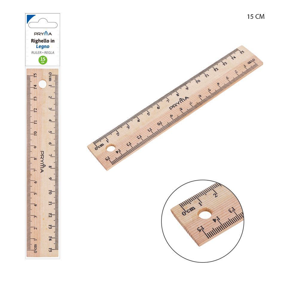 Regla de madera de 15cm - Material de papelería y útiles escolares