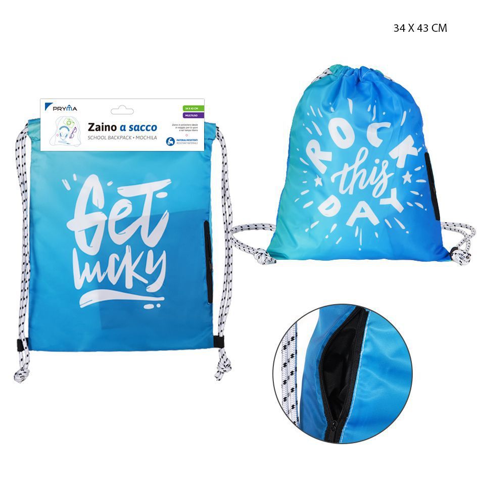 Bolsa con cordón degradado azul y verde 34x43cm para deporte y uso diario