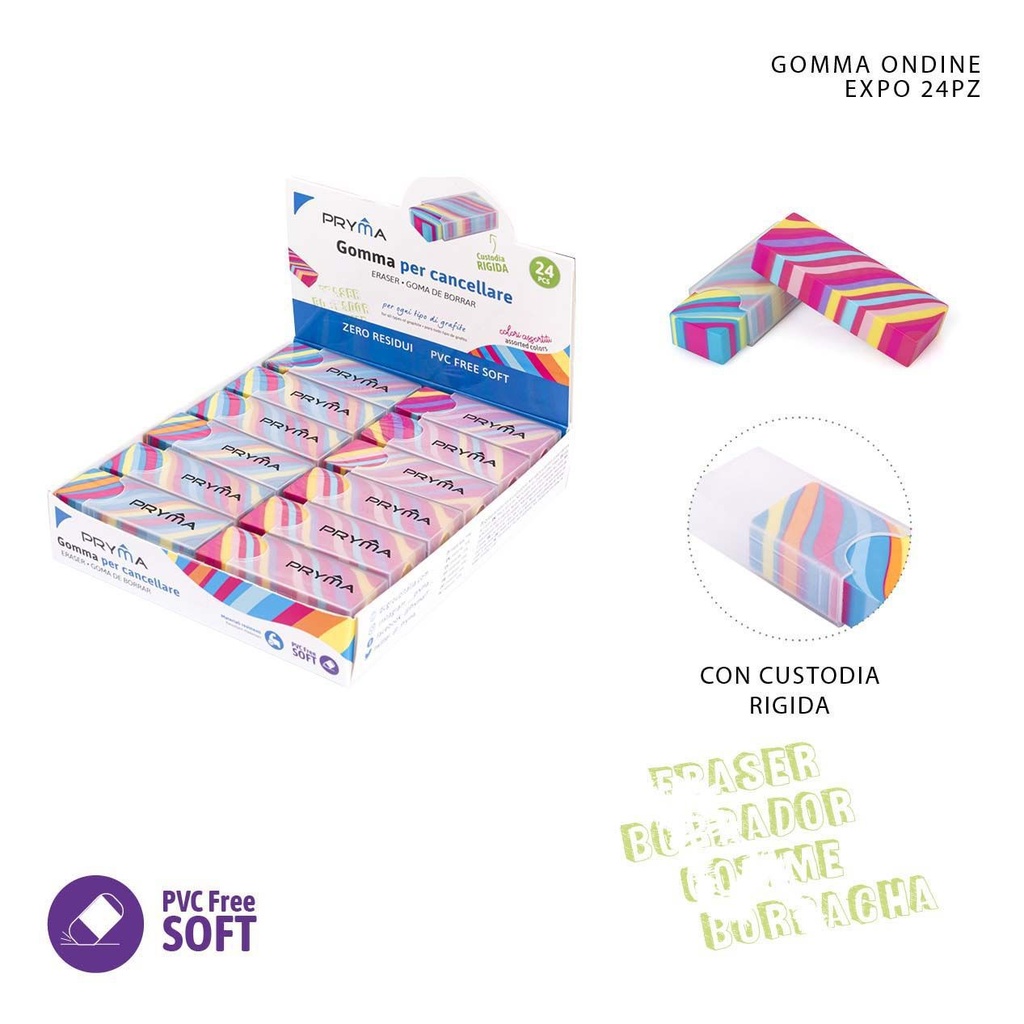 Goma de borrar de ondas 6.1x2.1x1.2cm - Material de papelería