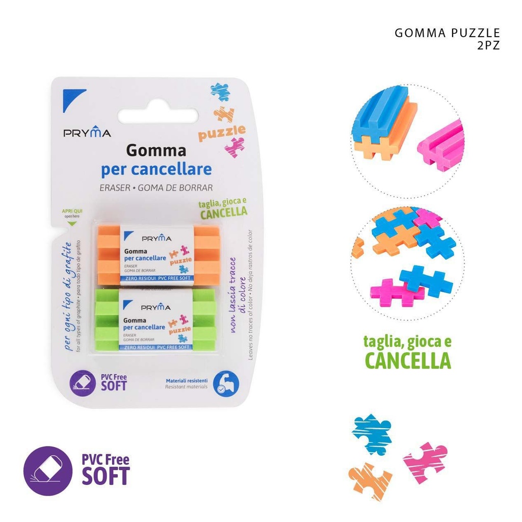 Goma de borrar puzzle 5X2.5X1.5CM 2PZ - Utensilios de papelería