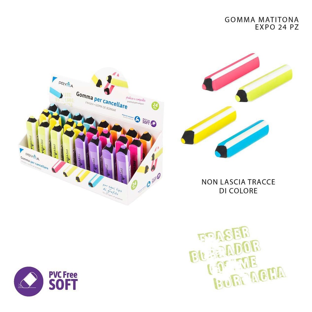 Goma de borrar forma lápiz 1.5x6.5x1.5cm - Material de papelería