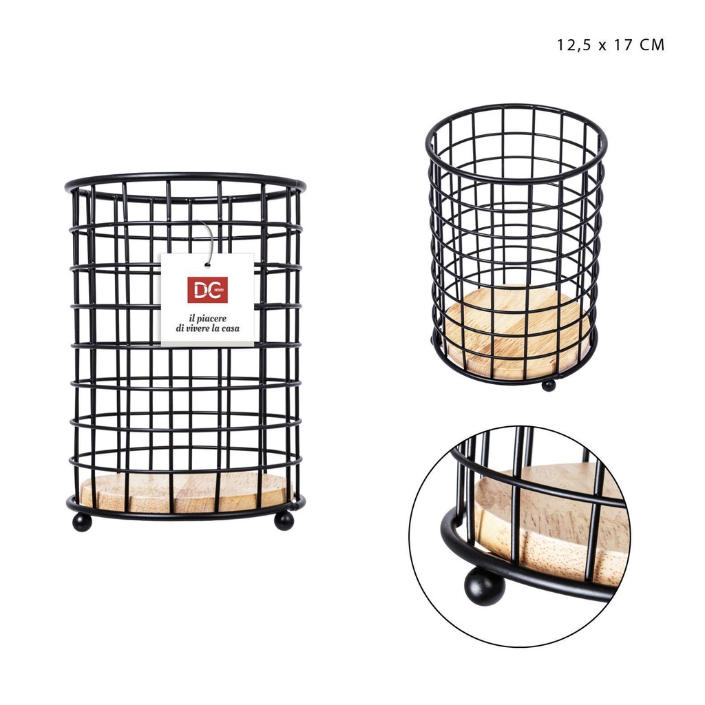 Porta cubiertos de diseño negro 12.5x17 cm - Organización de cocina