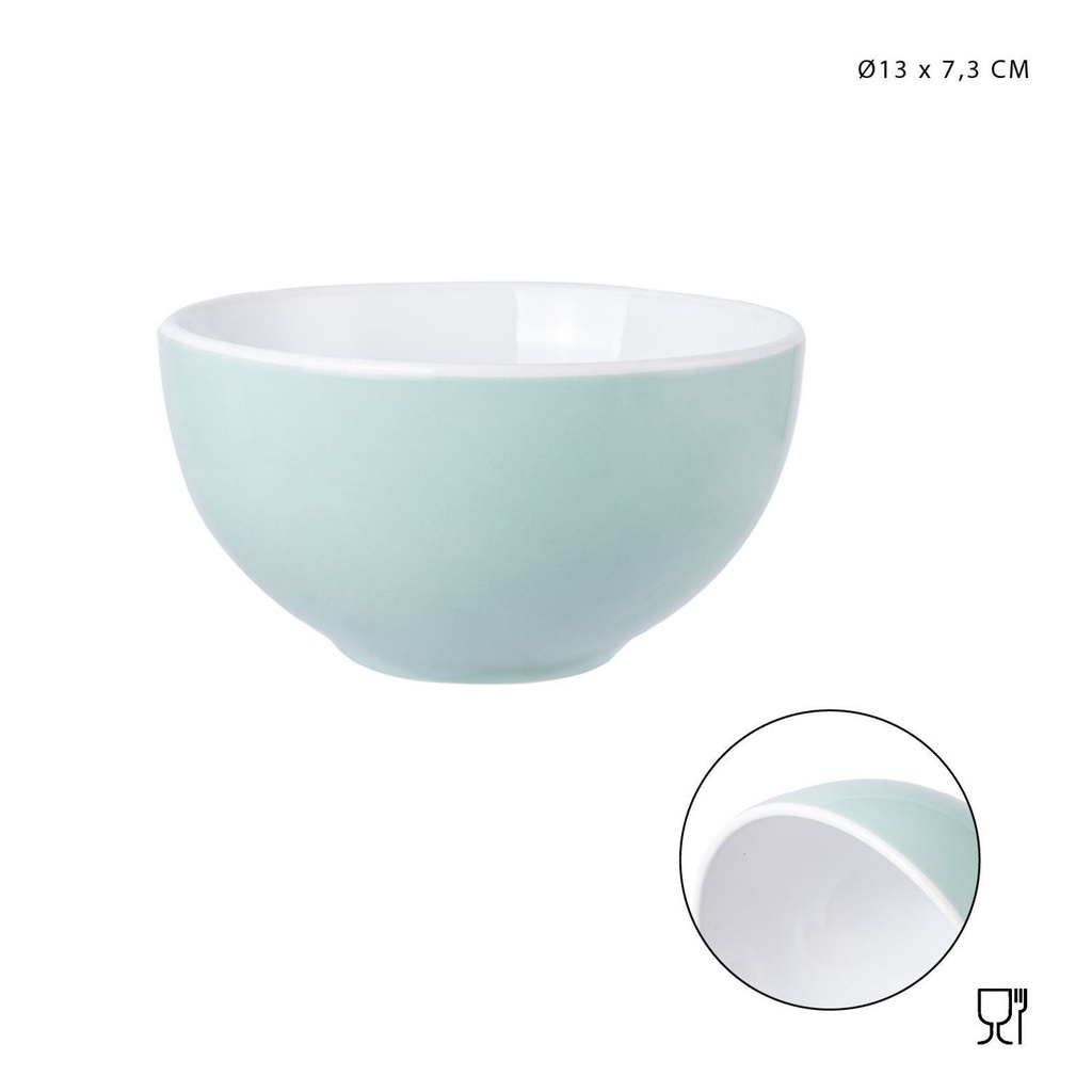 Cuenco de cerámica para desayuno 13x7.3cm color verde agua