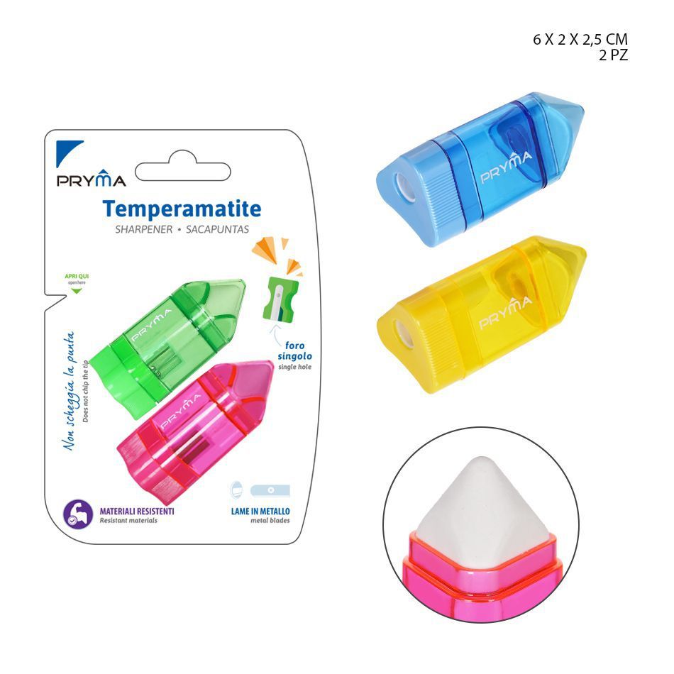 Sacapuntas 6X2X2.5CM 2PZ - Utensilios de papelería