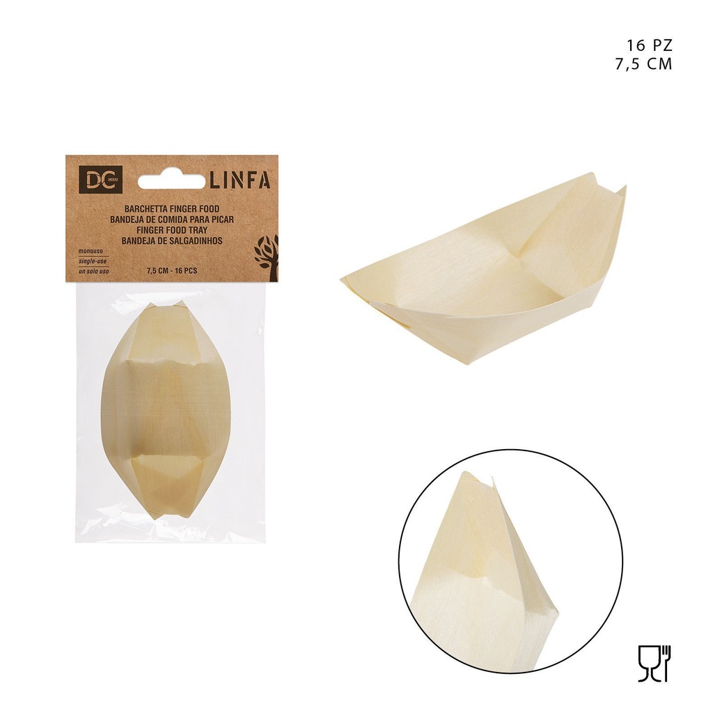 Bote de madera para aperitivos 7.5 cm - Pack de 16 - Utensilios de cocina