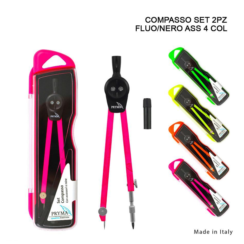 Compás fluorescente 2 piezas - Papelería de escuela