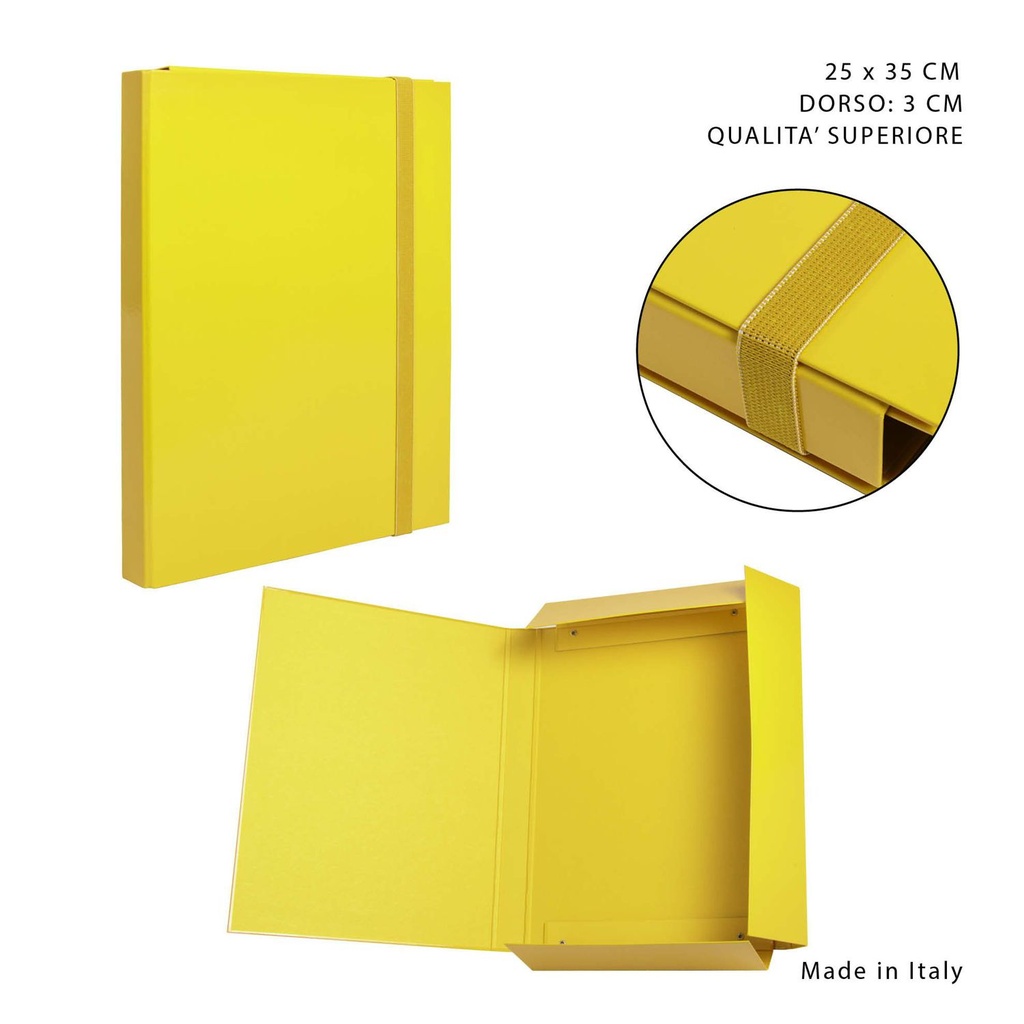 Carpeta gruesa con goma elástica D3 25x35 cm amarillo - Papelería