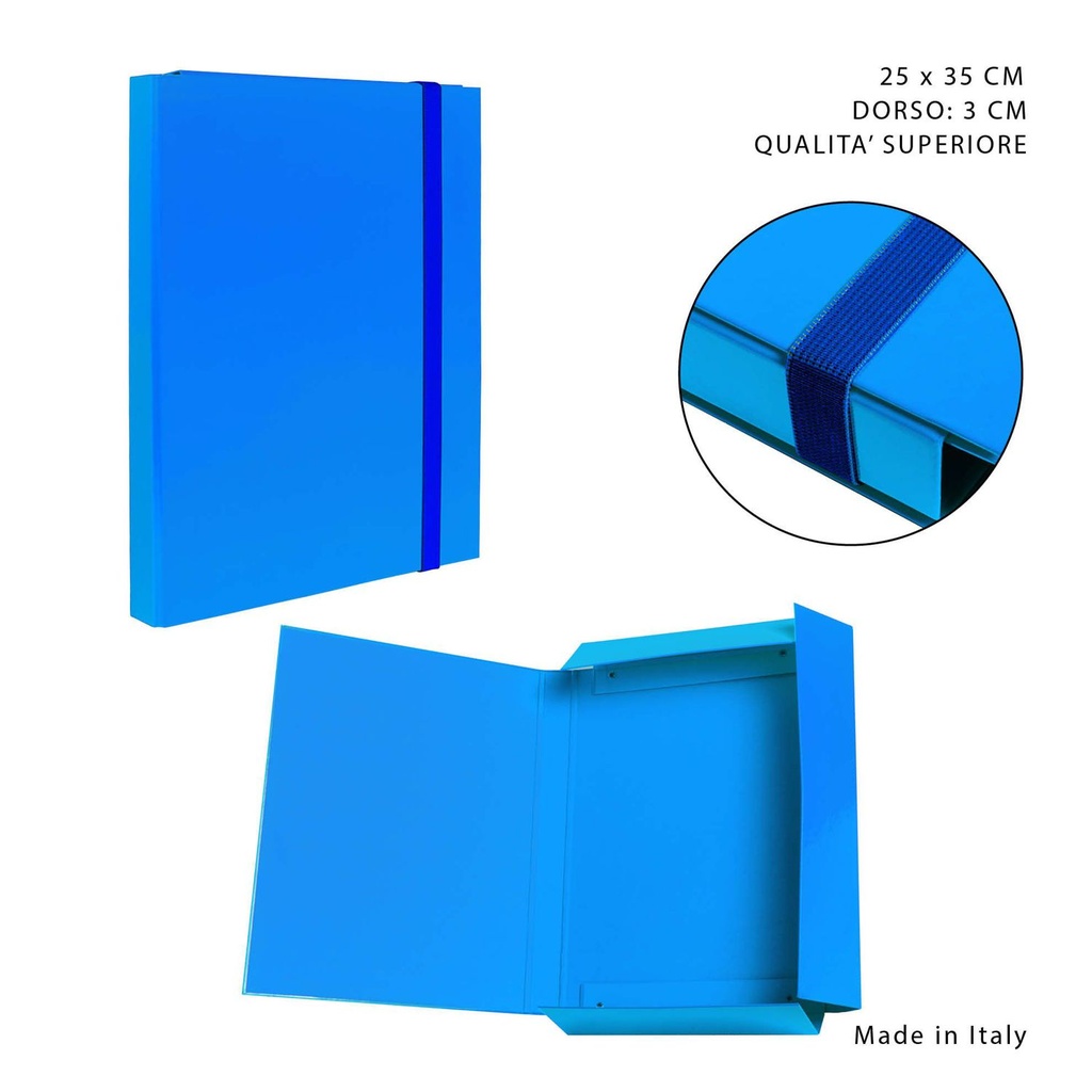 Carpeta gruesa con goma elástica D3 25x35 cm color azul cielo - Papelería