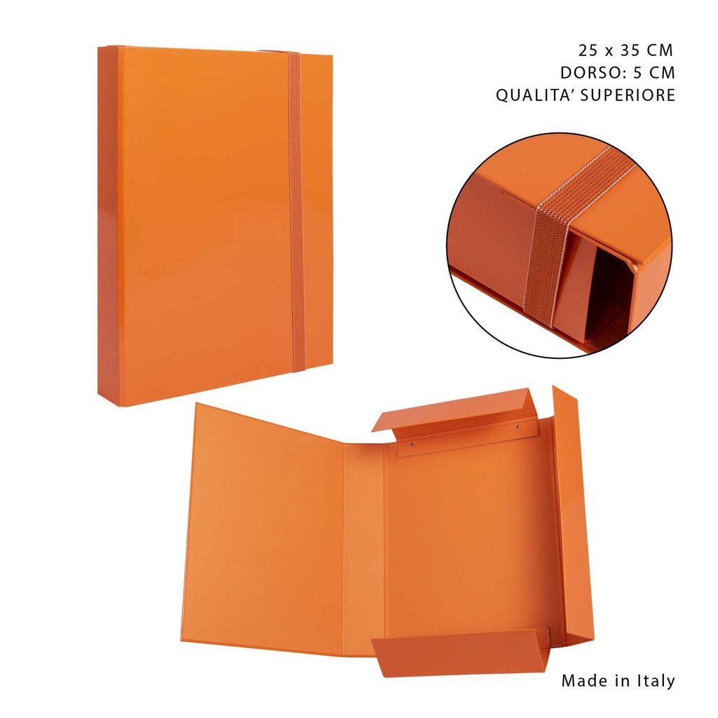 Carpeta gruesa goma elástica D5 25x35cm Naranja - Papelería