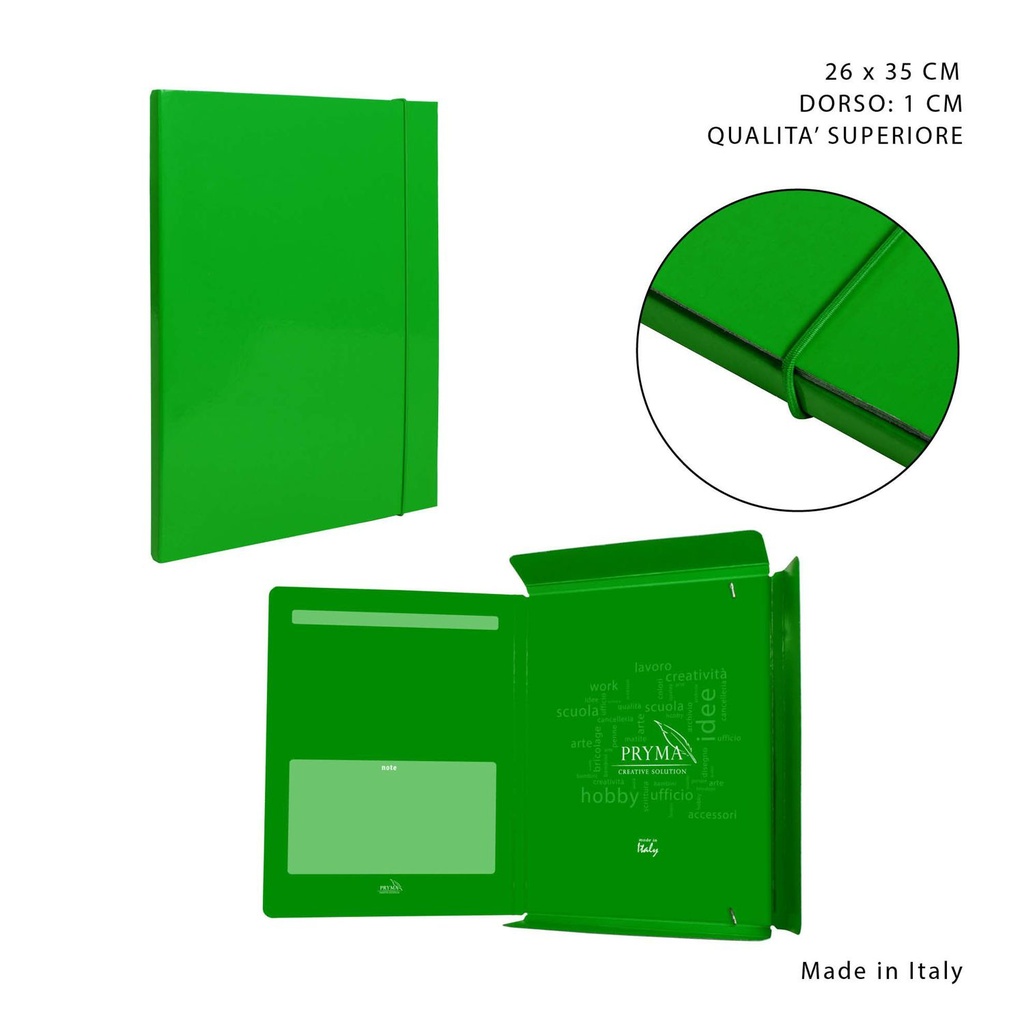 Carpeta gruesa con goma elástica D1 26x35 cm verde - Papelería