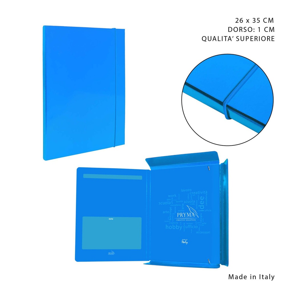Carpeta gruesa con goma elástica D1 26x35 cm azul claro - Papelería