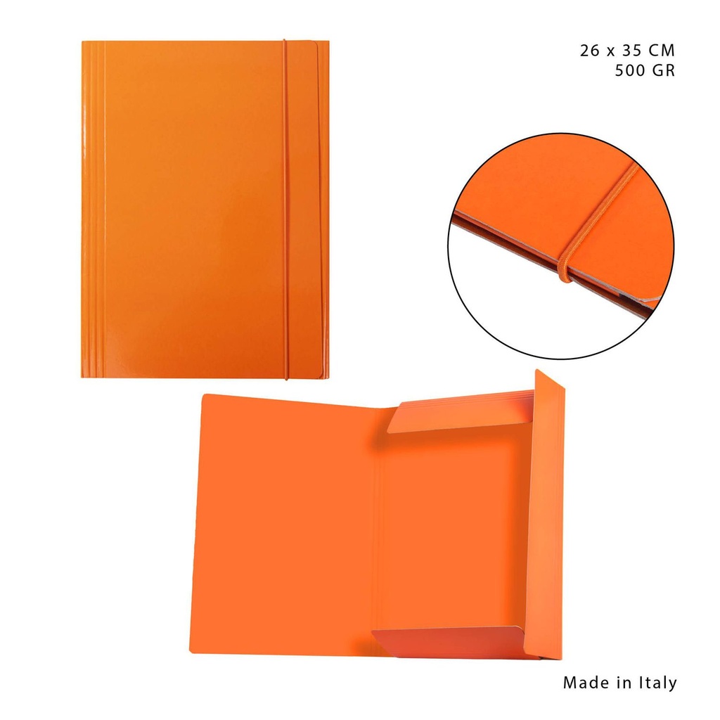 Carpeta con goma elástica 3L 500G 26X35CM naranja - Material de oficina