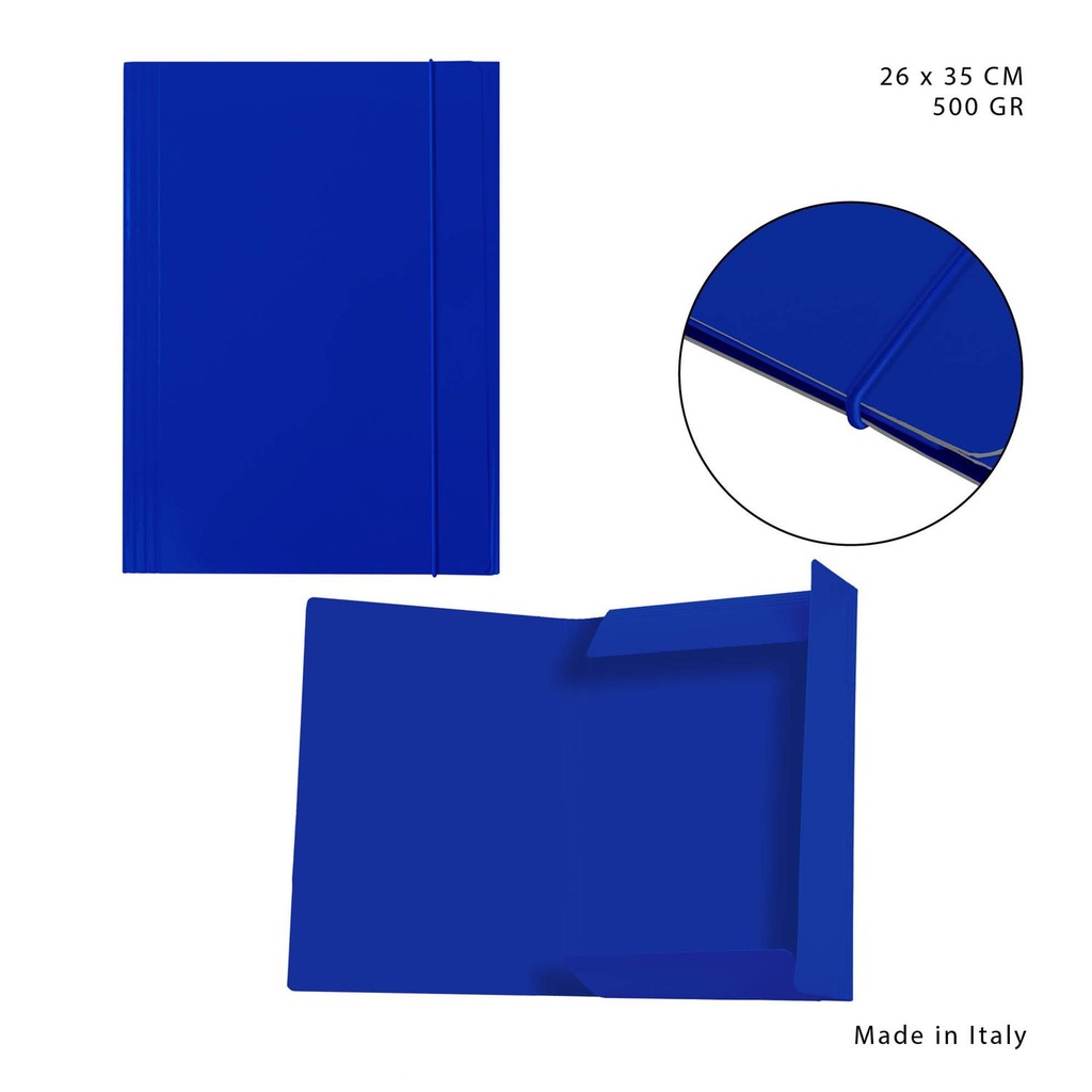 Carpeta con goma elástica 3L 500G 26X35CM azul marino - Material de oficina