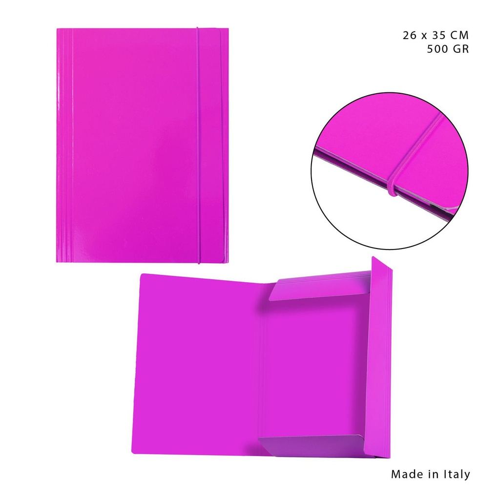 Carpeta con goma elástica 3L 500G 26X35CM fucsia - Material de oficina