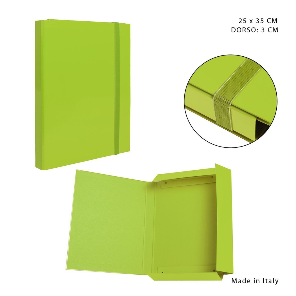 Carpeta con goma plana D3 25x35 cm verde claro - Papelería