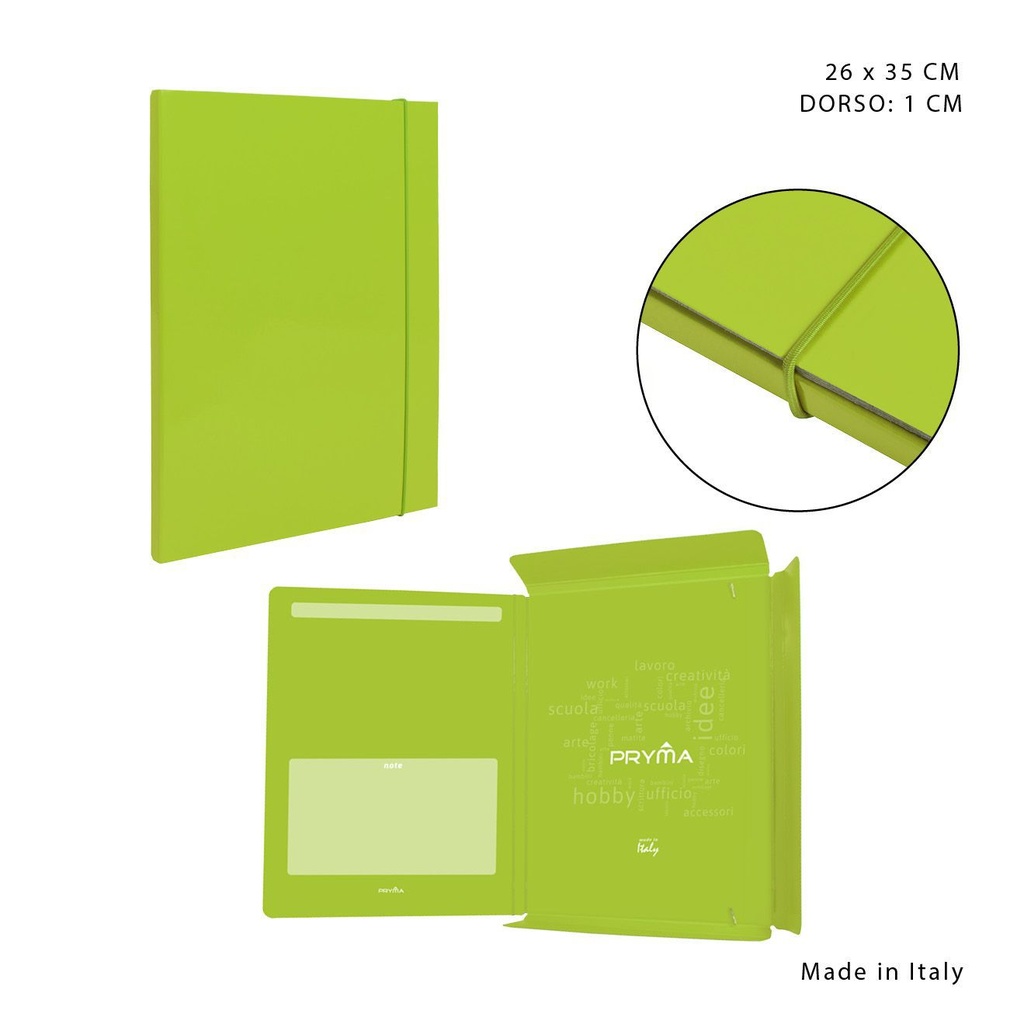 Carpeta con goma redonda D1 26x35 cm verde claro - Papelería