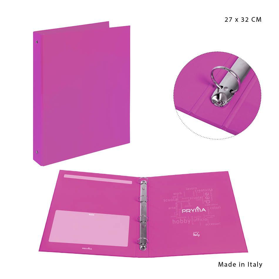 Carpeta de 4 anillas fucsia 27x32cm - Artículos de oficina