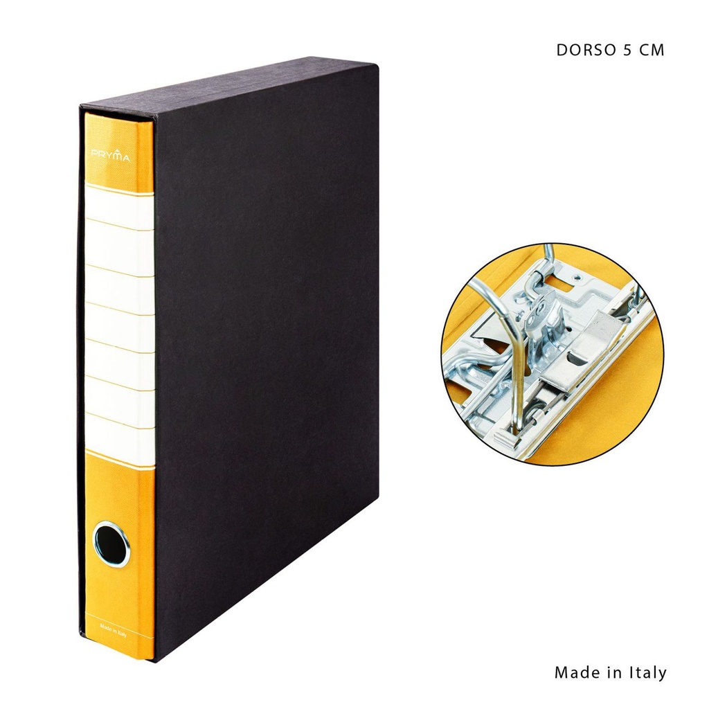 Archivador con anillas y caja D5 amarillo - Papelería