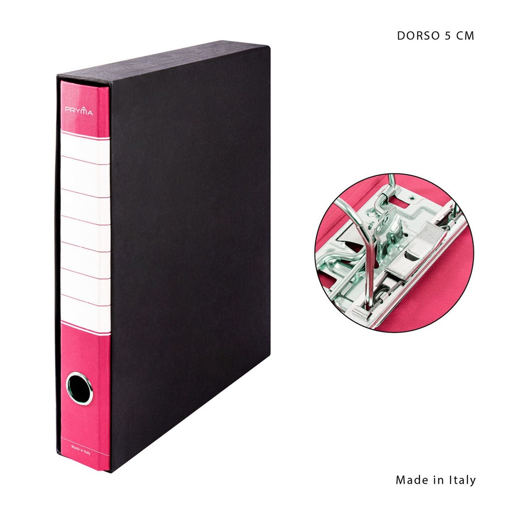 Archivador con anillas y caja D5 fucsia - Papelería