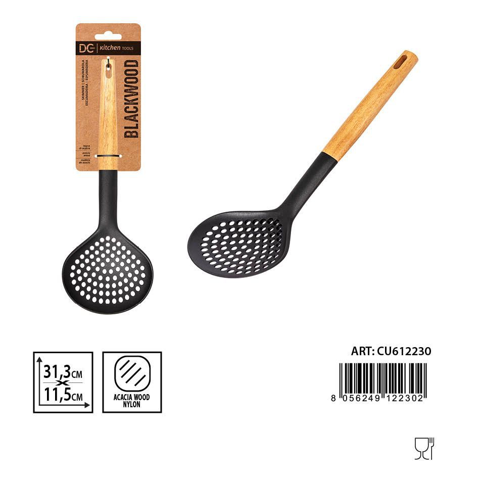 Cuchara perforada de acacia 31.3 x 11.5 cm - Utensilios de cocina