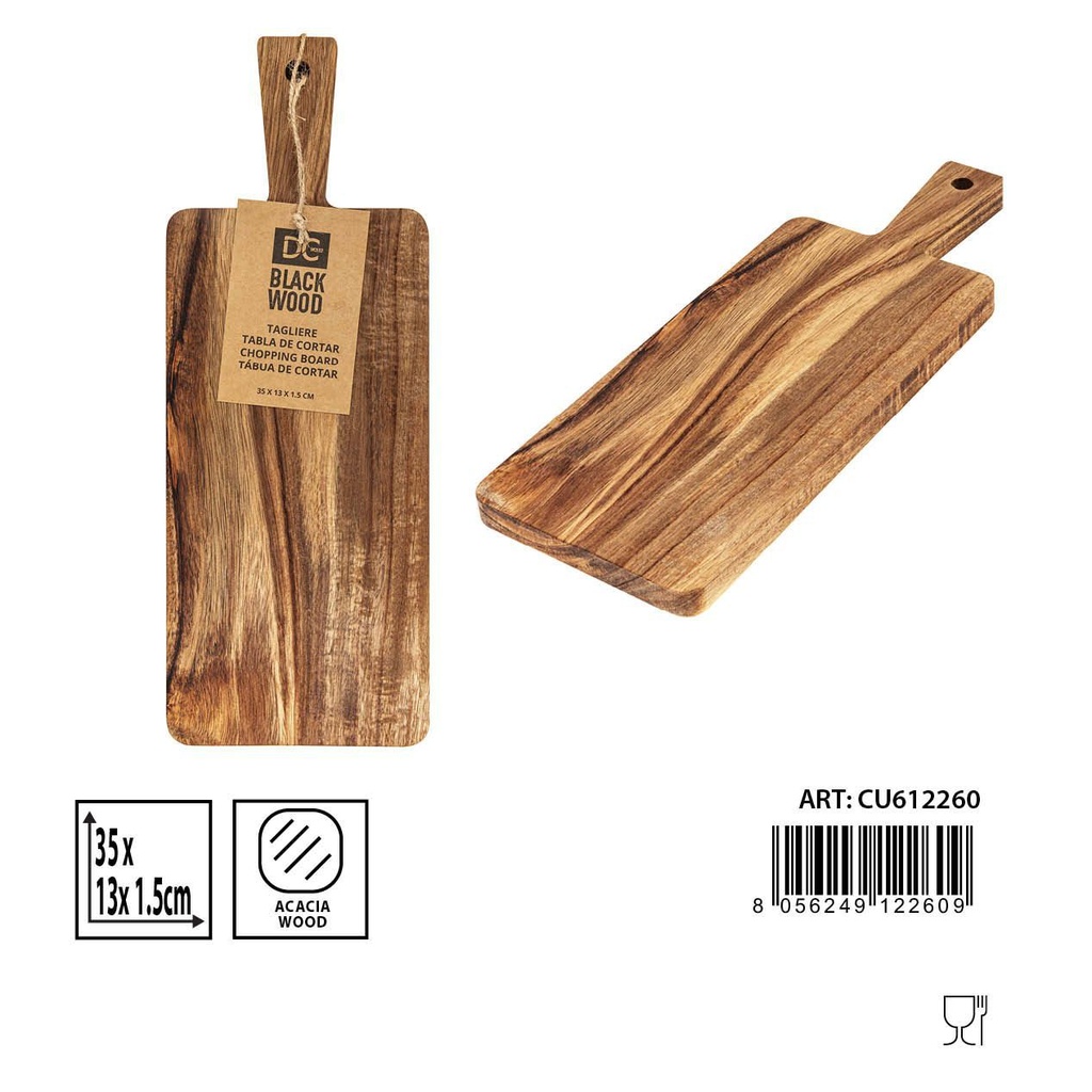 Tabla de cortar rectangular de acacia 35x13x1.5CM - Accesorios de cocina