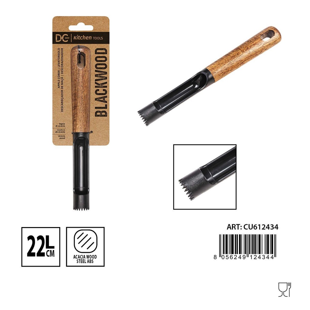 Descorazonador de madera negra 22 cm - Accesorios de cocina