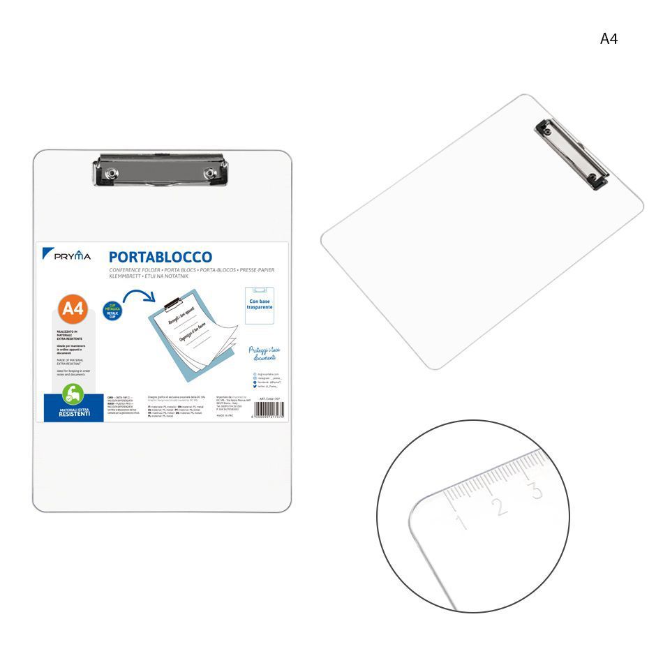 Tabla sujetapapeles transparente A4 - Artículos de oficina